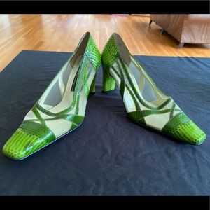J. Renneé Green Faux Snakeskin Heels